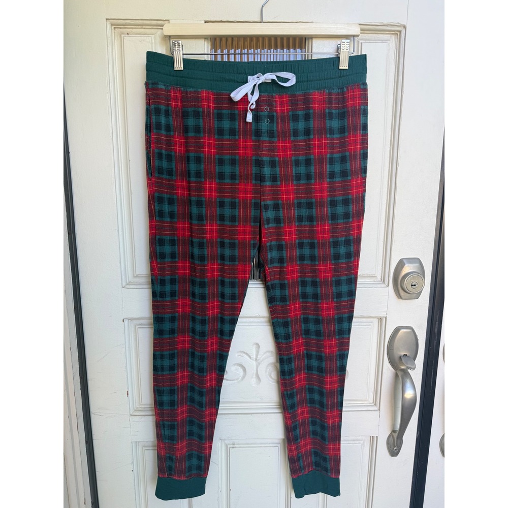 Little Sleepies Red Green Plaid Bamboo Pajama Joggers Womens Size Medium